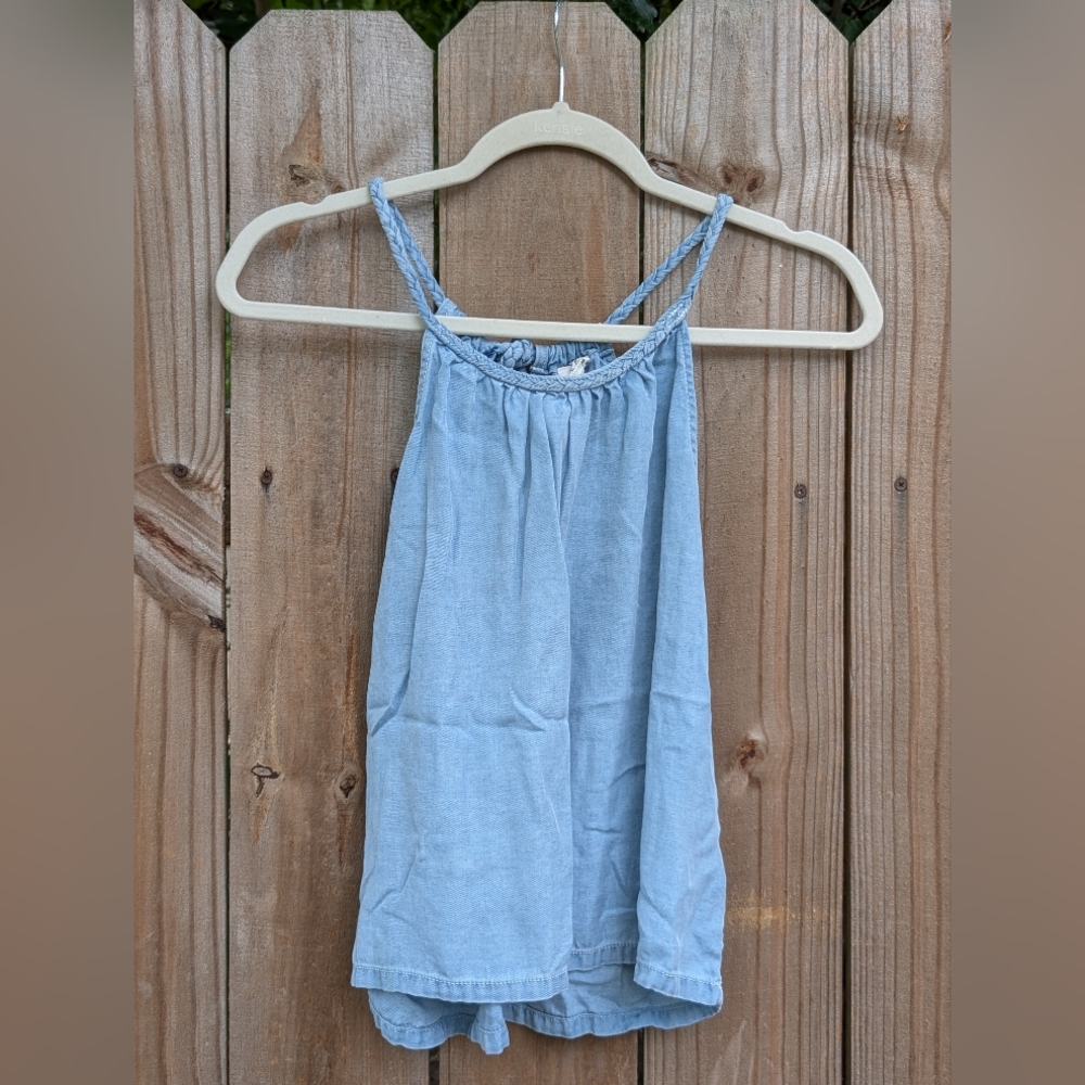 Joie women's light blue chambray braided detail Tank Top